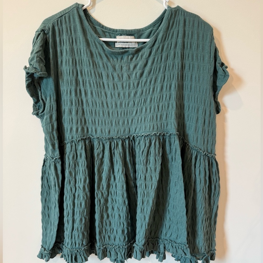 Urban Outfitters Green Flutter Sleeve Blouse